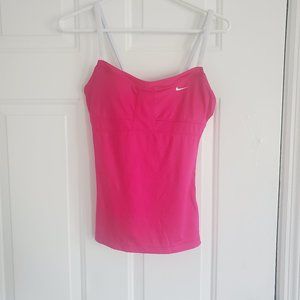 NIKE DRI FIT Womens Sz S Pink Athletic Tank Top W/Shelf Bra